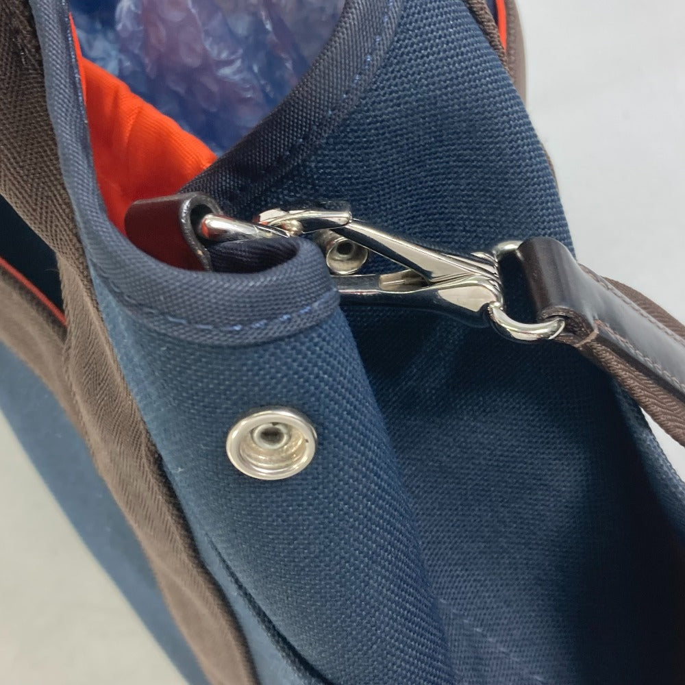 HERMES Tote Bag canvas Navy With bag-in-bag Sucked Pansage Groom Women Used
