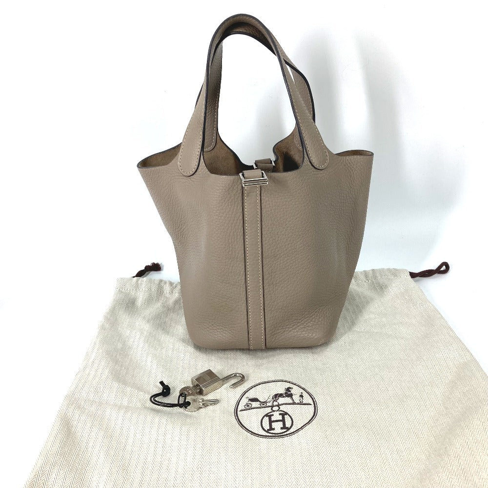 HERMES Handbag Taurillon Clemence Gray type Bag Picotin Lock PM 18 Women Used