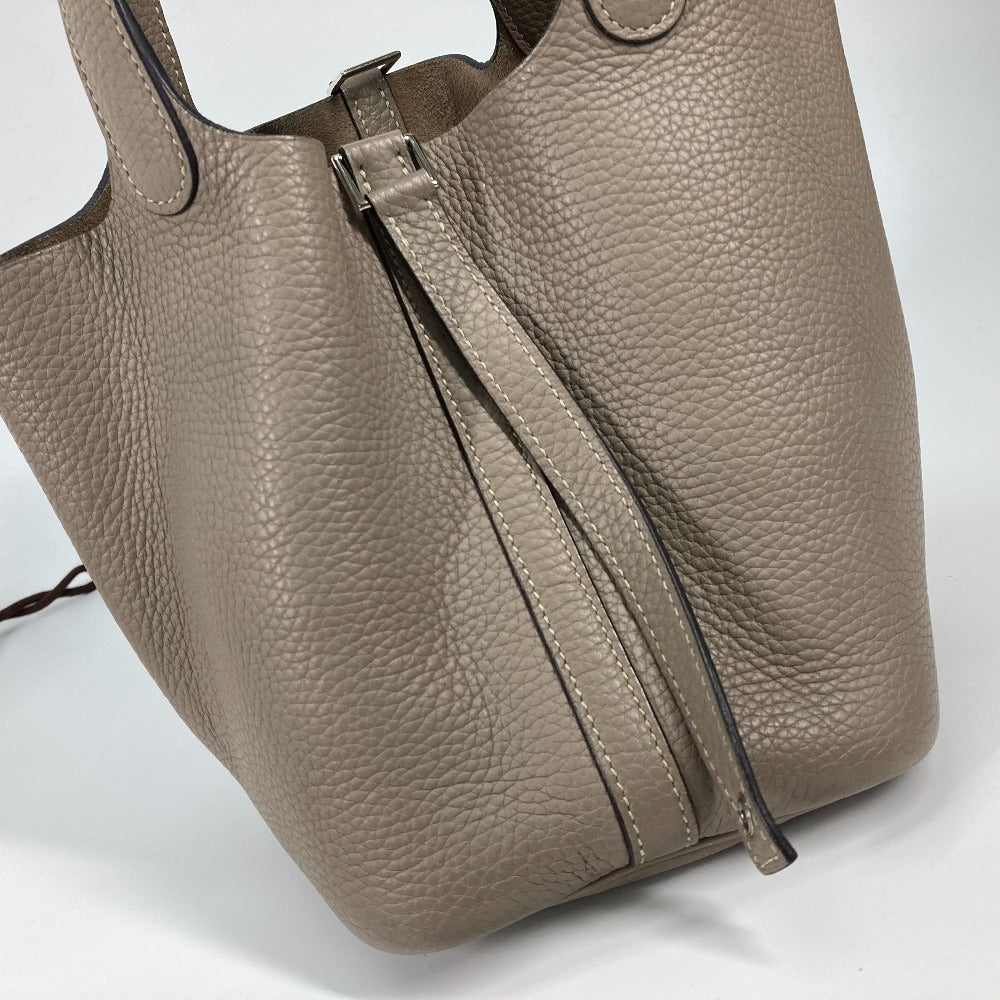 HERMES Handbag Taurillon Clemence Gray type Bag Picotin Lock PM 18 Women Used