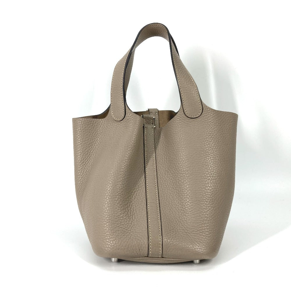 HERMES Handbag Taurillon Clemence Gray type Bag Picotin Lock PM 18 Women Used