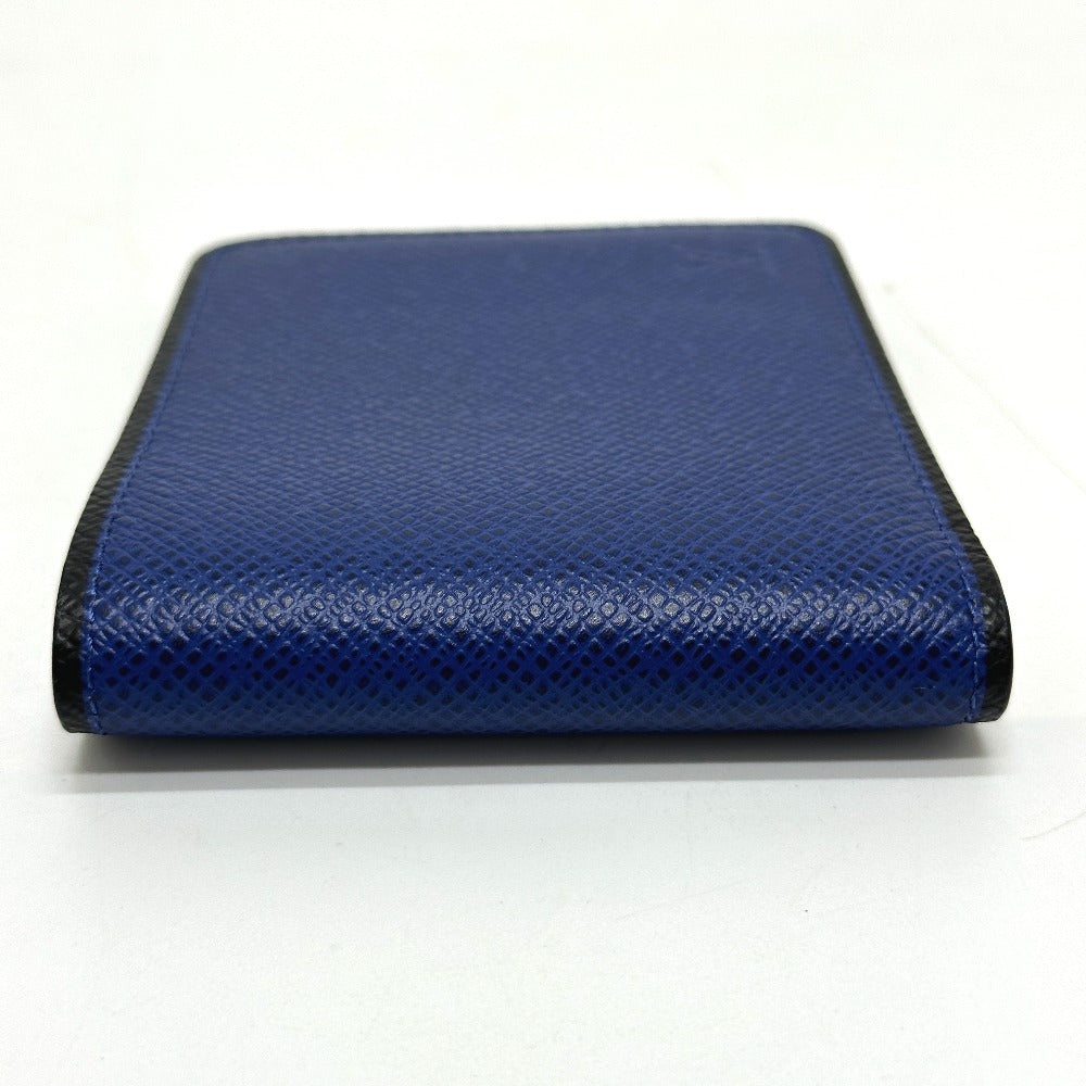 LOUIS VUITTON Folded wallet M30565 Taiga Leather blue Taiga Portefeuille mens Used