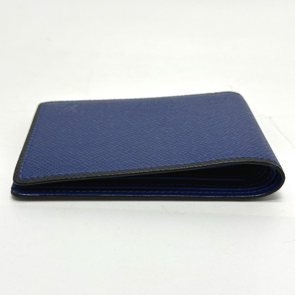 LOUIS VUITTON Folded wallet M30565 Taiga Leather blue Taiga Portefeuille mens Used