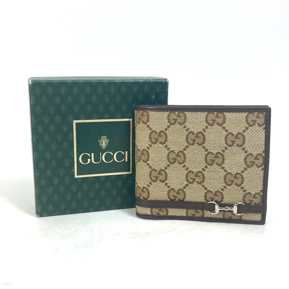 GUCCI Folded wallet 245773 GG canvas beige GG Horsebit Women Used