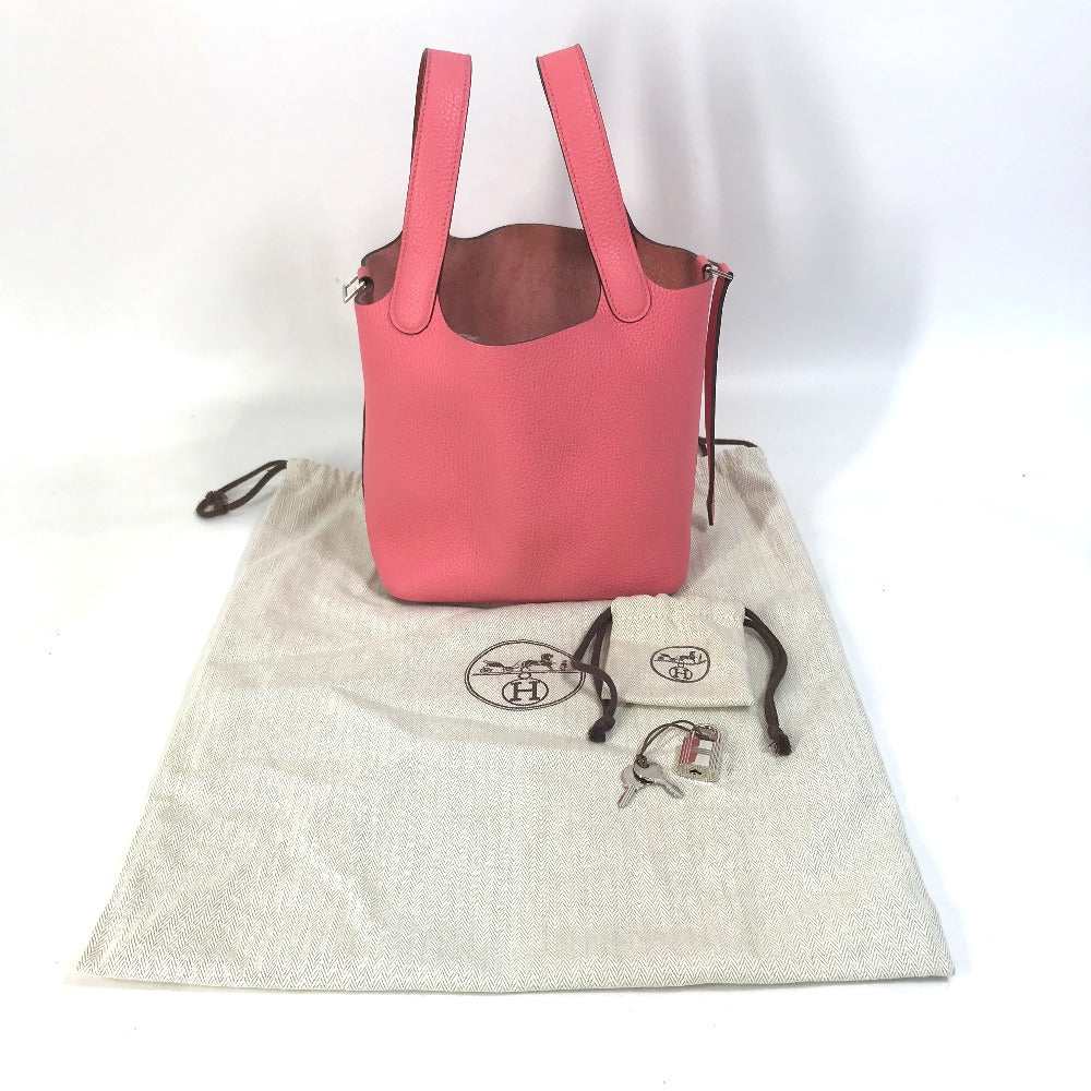 HERMES Handbag Taurillon Clemence pink Pico Tan Lock Ekra PM Women Used