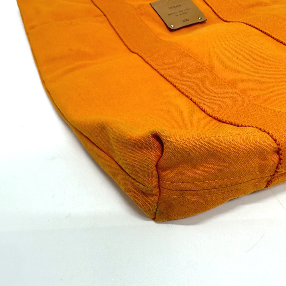 HERMES Tote Bag canvas Orange Fool Toe Kabas Women Used