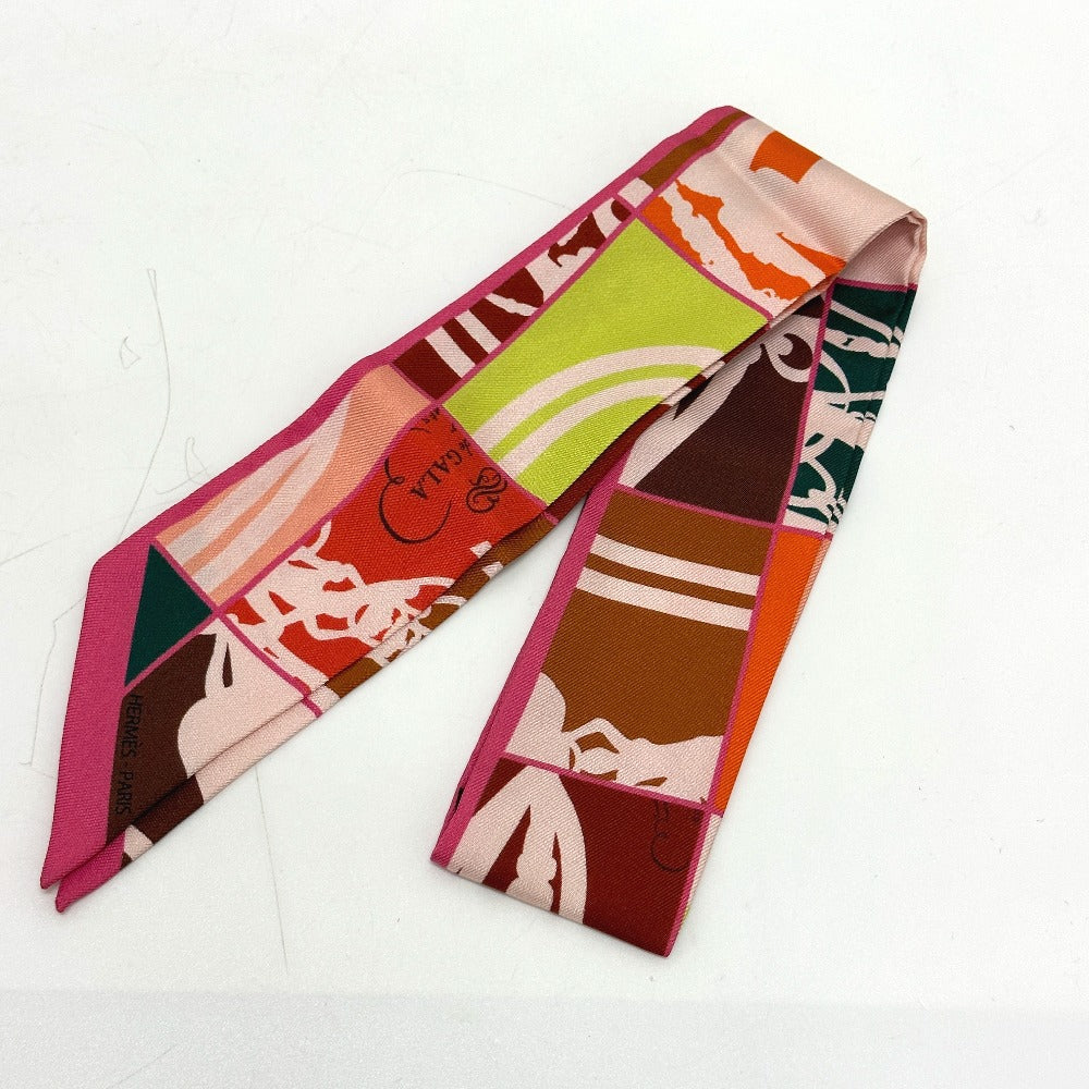 HERMES scarf silk Pink type chaos En Desordre GALA Women Used