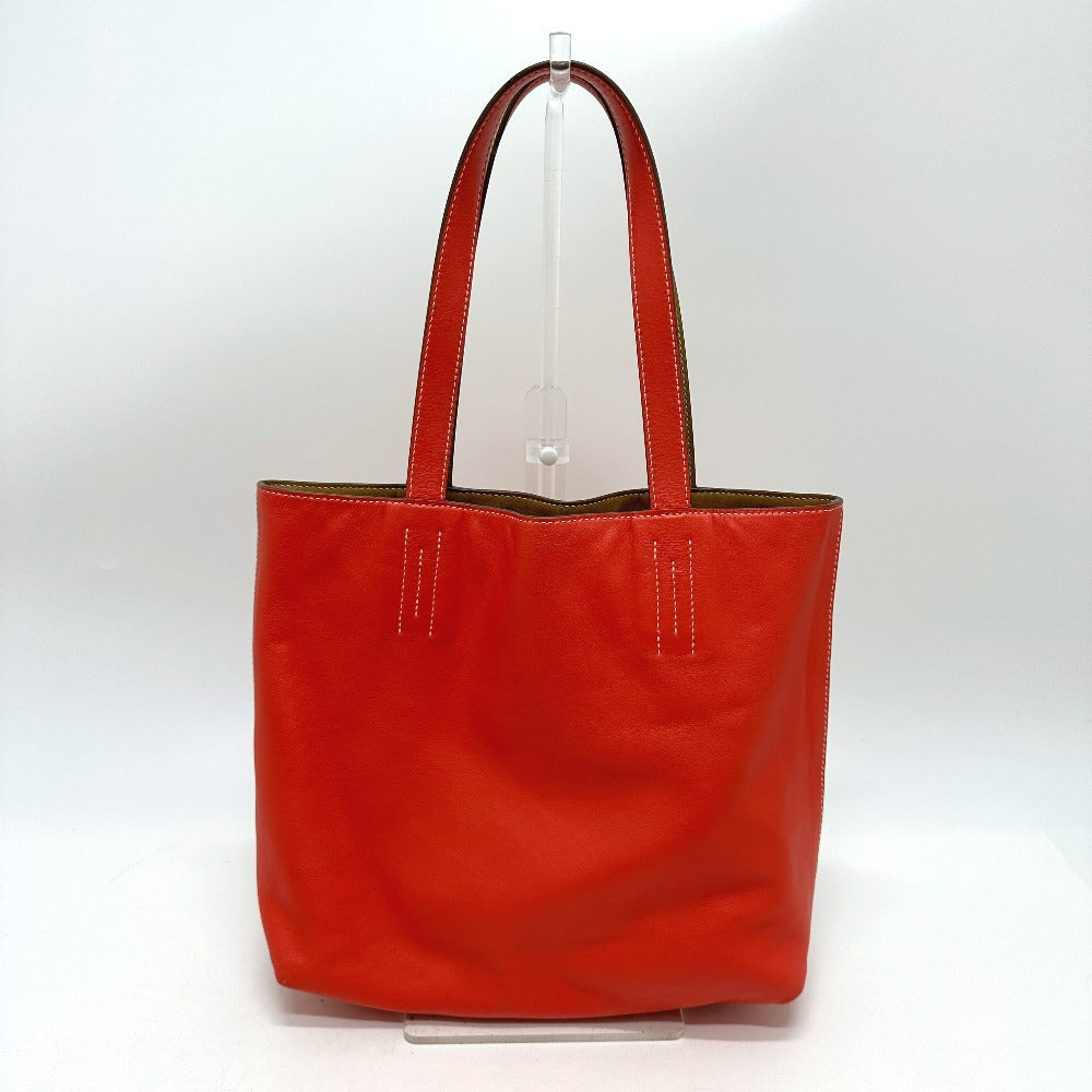 HERMES Tote Bag Leather, Vokissim Orange Doble Sense 28 reversible