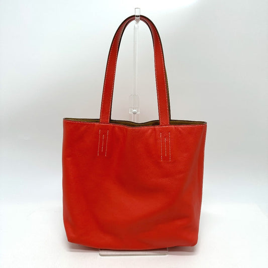 HERMES Tote Bag Leather, Vokissim Orange Doble Sense 28 reversible
