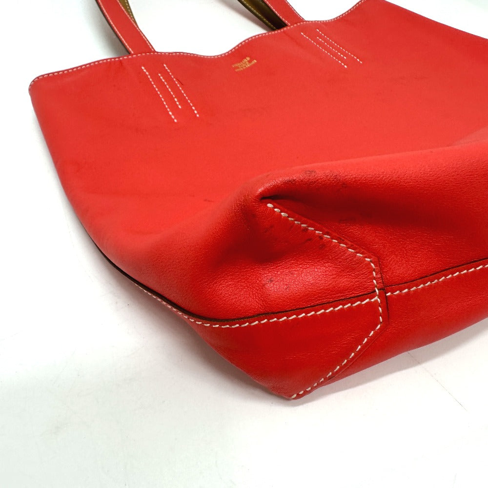 HERMES Tote Bag Leather, Vokissim Orange Doble Sense 28 reversible