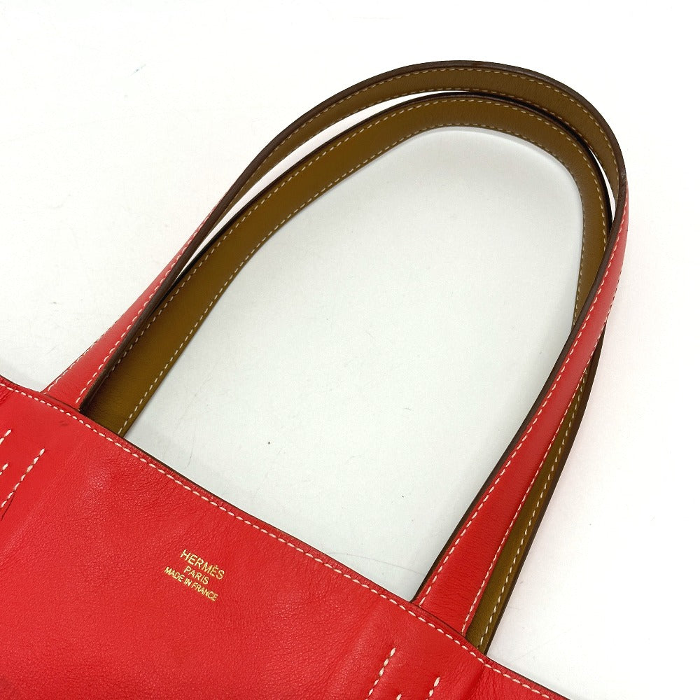 HERMES Tote Bag Leather, Vokissim Orange Doble Sense 28 reversible