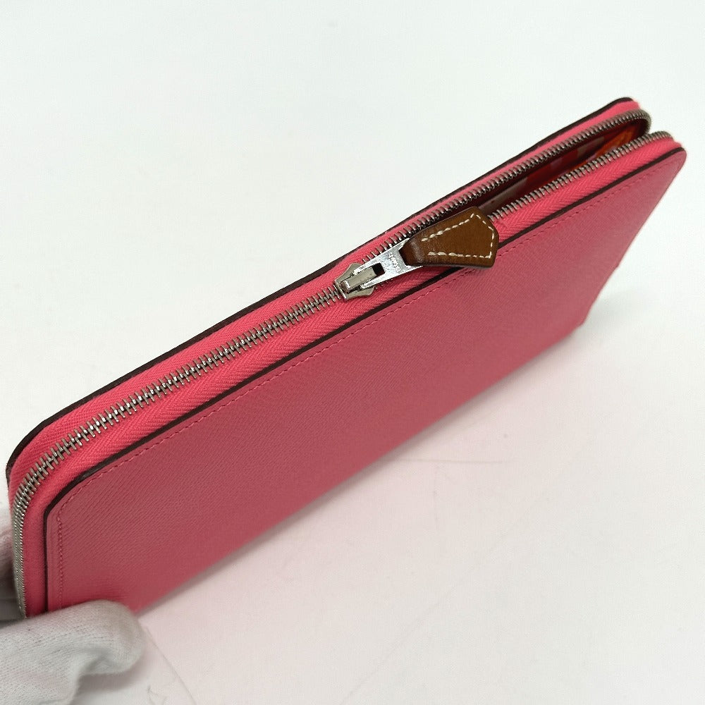 HERMES Long Wallet Purse Epsom pink Azap long silk in Women Used
