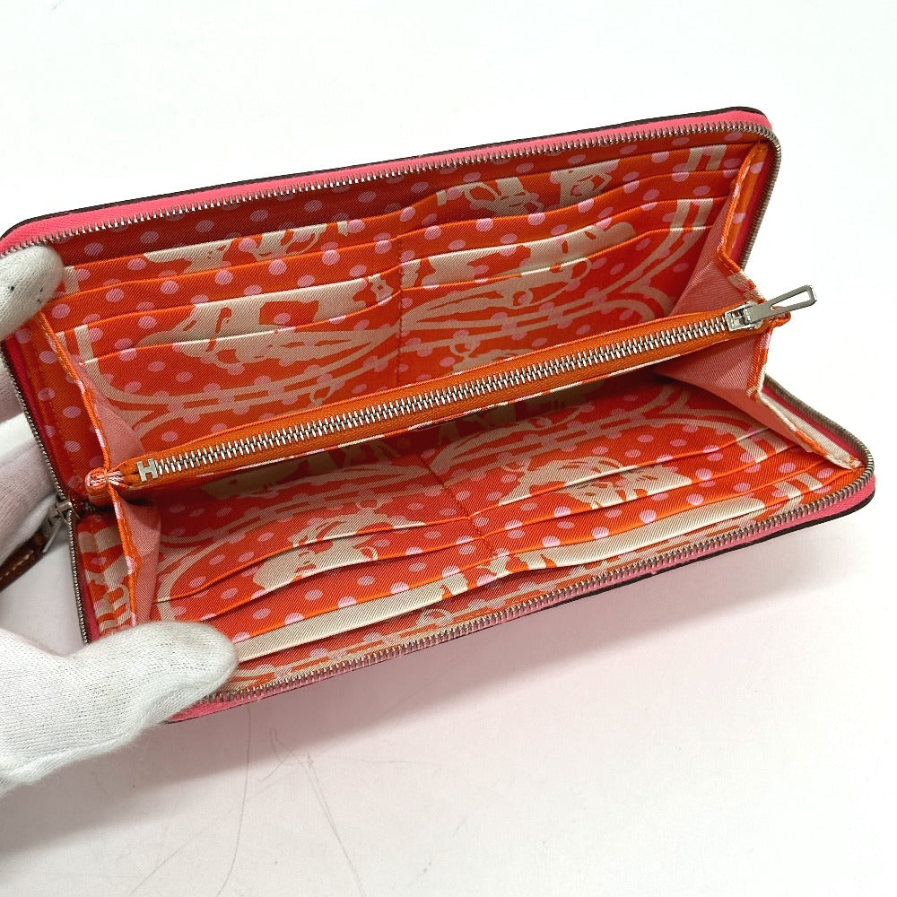HERMES Long Wallet Purse Epsom pink Azap long silk in Women Used