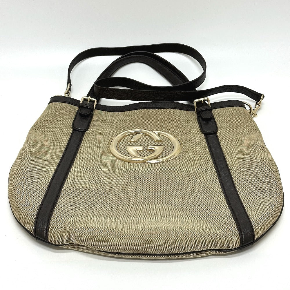GUCCI Tote Bag 290832 Canvas / leather beige GG logo Women Used
