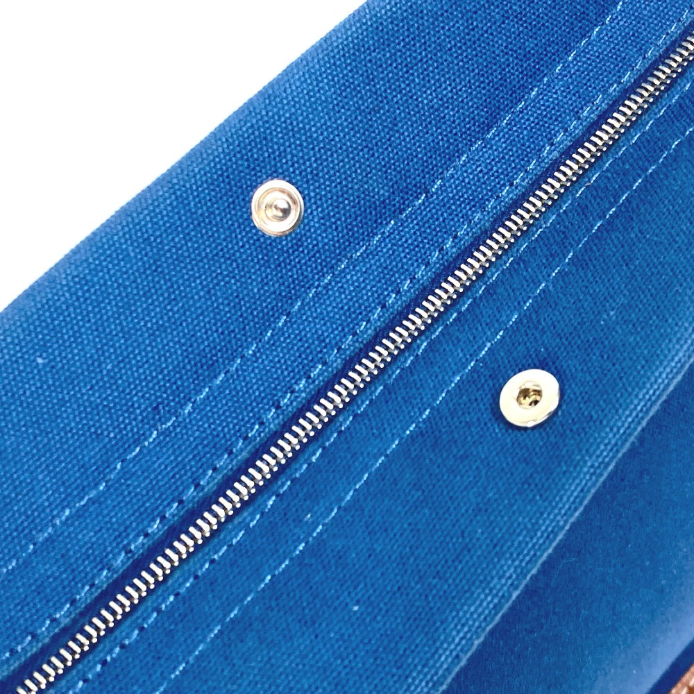 HERMES Clutch bag Canvas / leather Navy Embroidery logo Camille mens Used