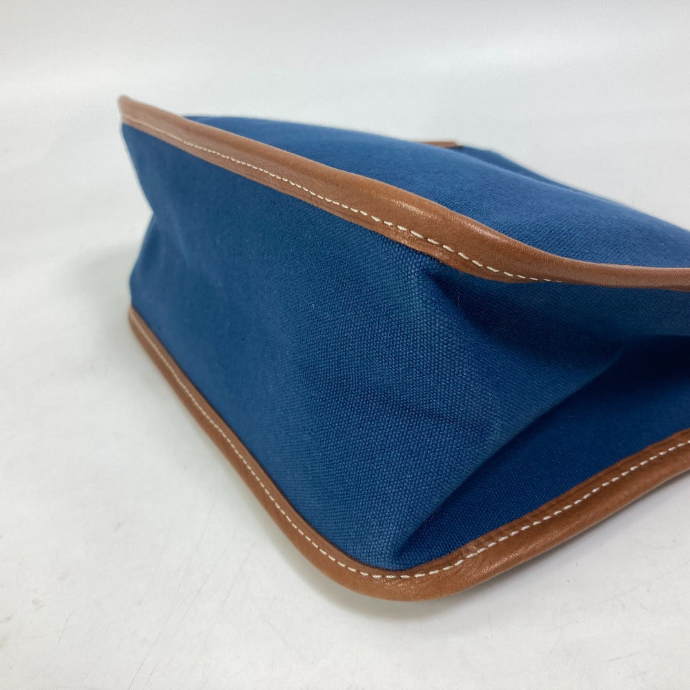 HERMES Clutch bag Canvas / leather Navy Embroidery logo Camille mens Used