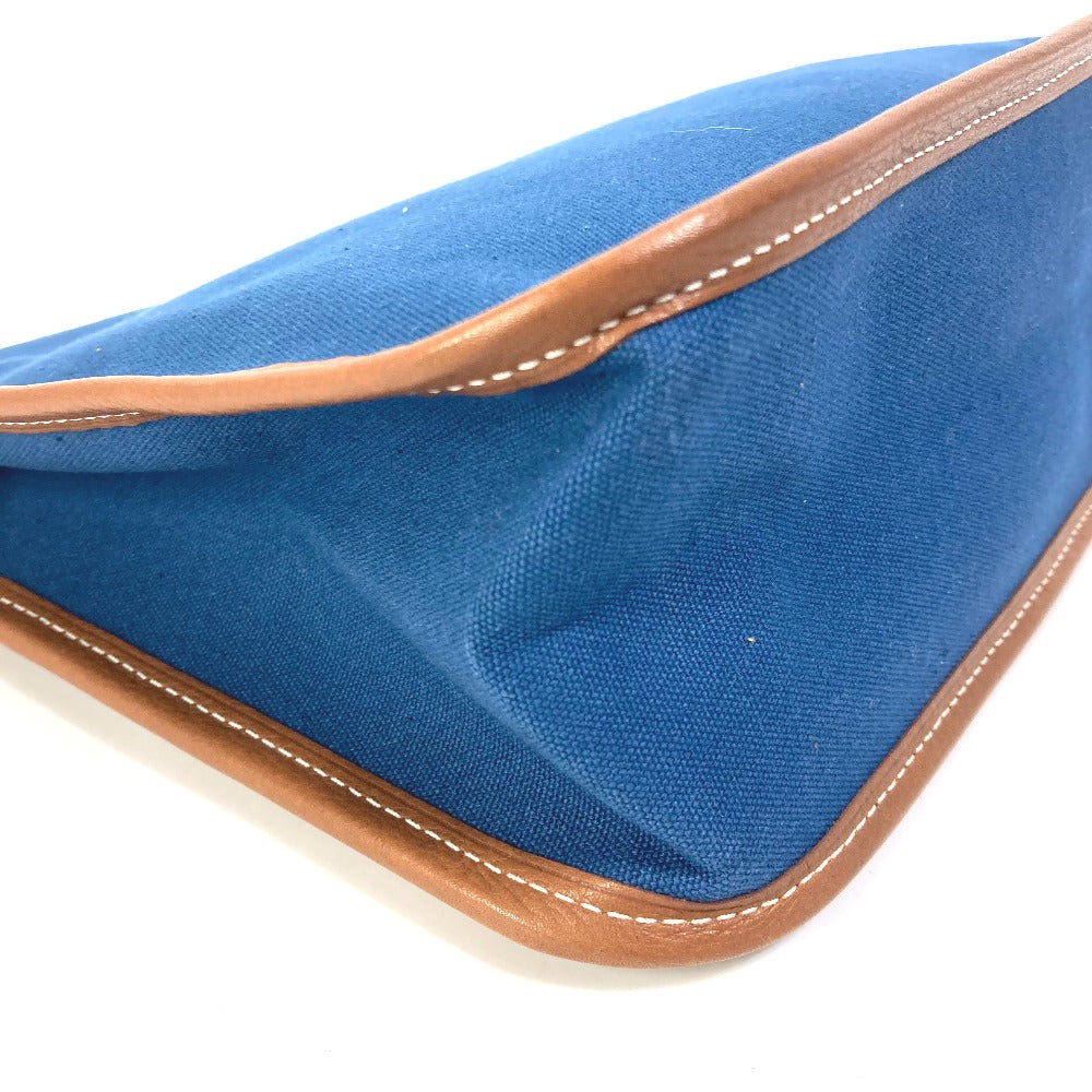 HERMES Clutch bag Canvas / leather Navy Embroidery logo Camille mens Used