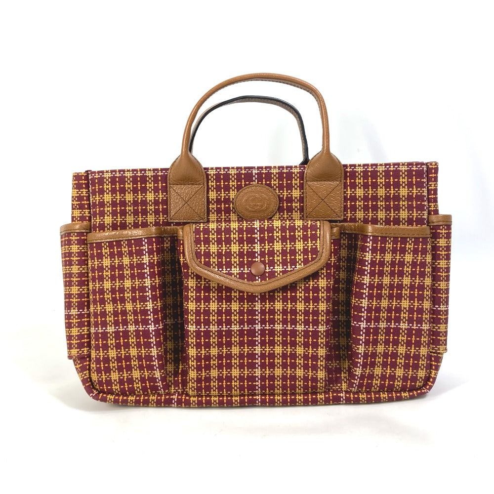 GUCCI Handbag 628159 Canvas / leather Brown/Bordeaux type check Chilled license Women Used