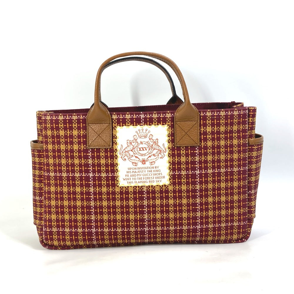 GUCCI Handbag 628159 Canvas / leather Brown/Bordeaux type check Chilled license Women Used