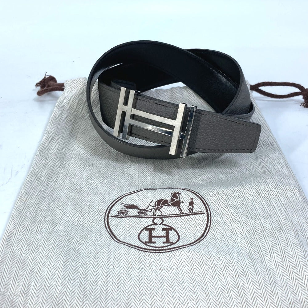 HERMES belt Togo gray H belt Ash okare Women 80 Used