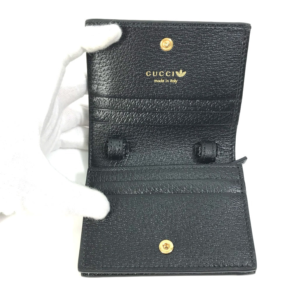 GUCCI Folded wallet 702248 leather black logo adidas collaboration Shoulder wallet Women Used