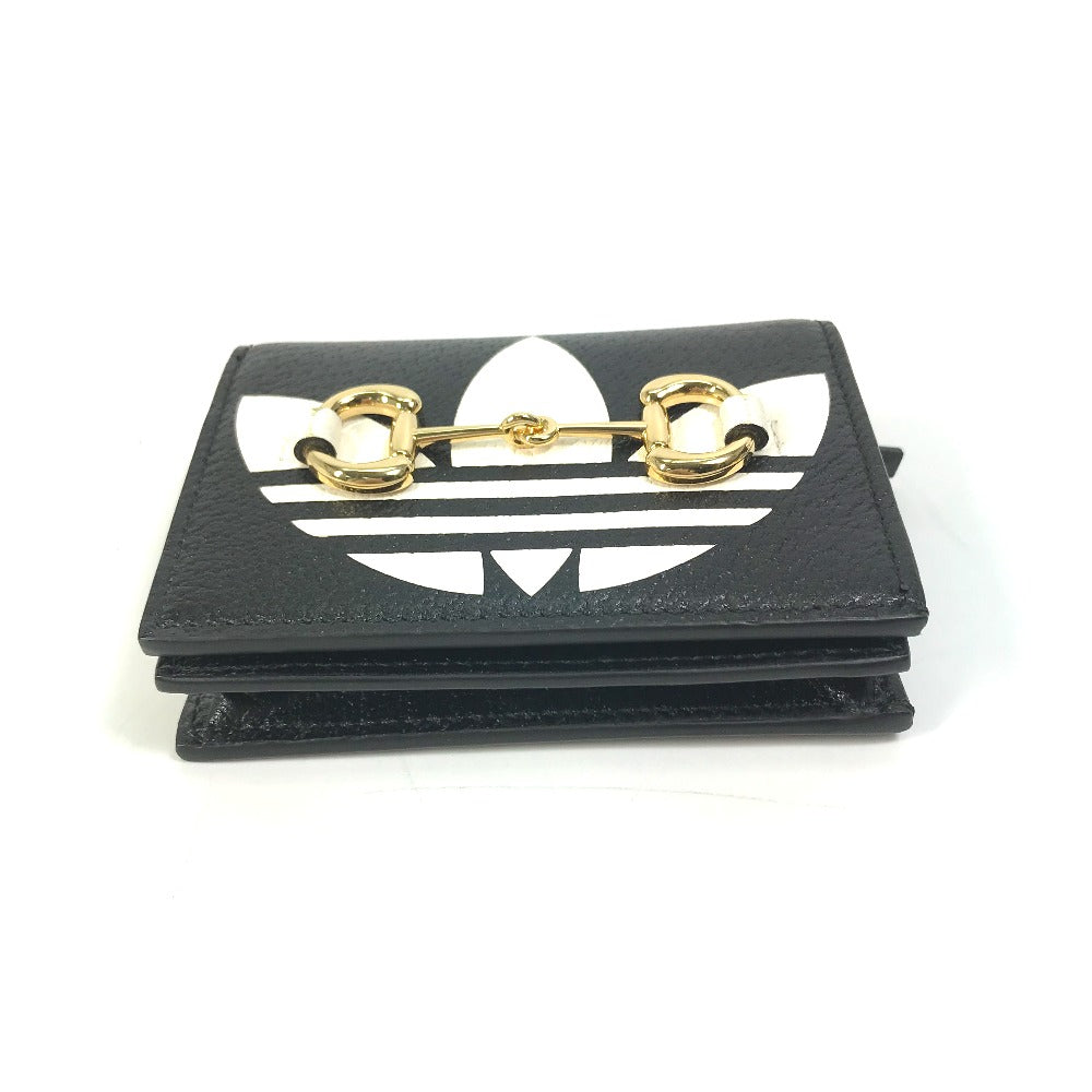 GUCCI Folded wallet 702248 leather black logo adidas collaboration Shoulder wallet Women Used