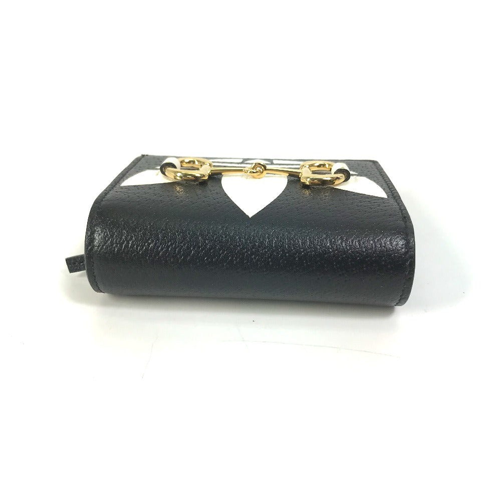 GUCCI Folded wallet 702248 leather black logo adidas collaboration Shoulder wallet Women Used