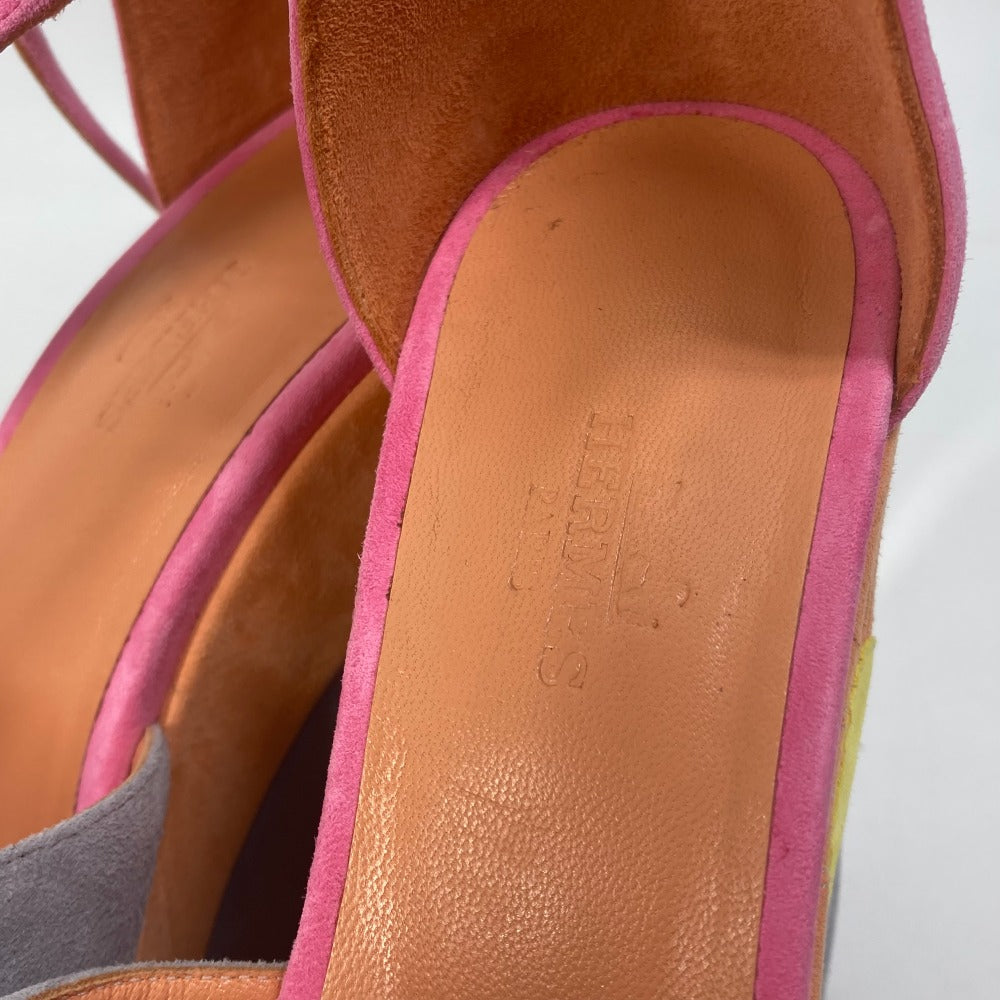 HERMES Sandals suede multicolor Shoes heel wedge sole moon star moon star Women 36 Used