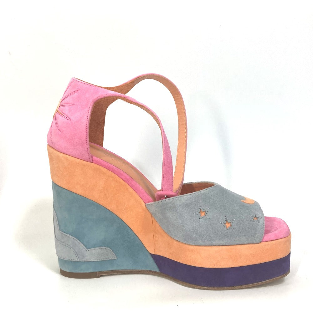 HERMES Sandals suede multicolor Shoes heel wedge sole moon star moon star Women 36 Used