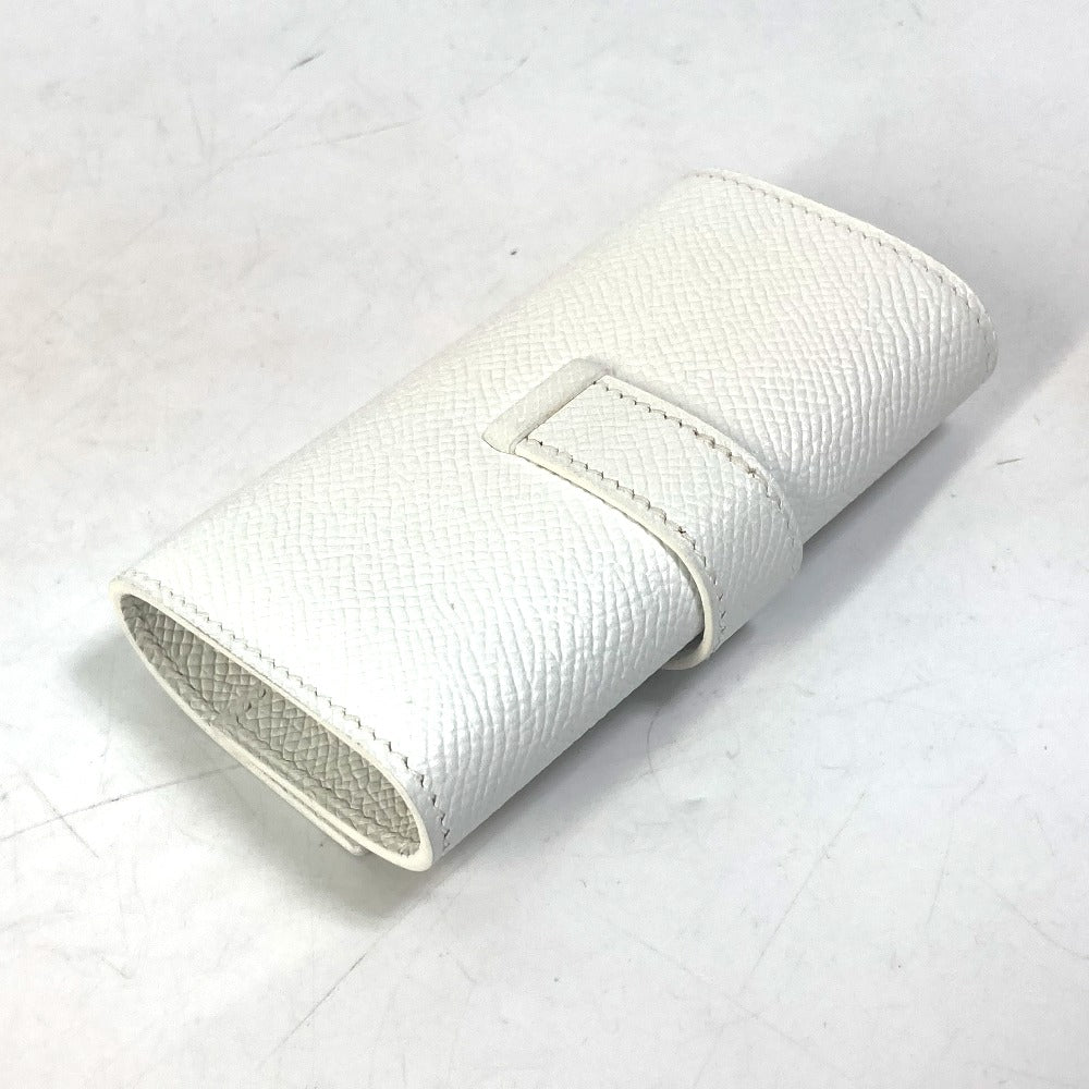 HERMES Key case Key holder  Epsom white HMetal Bean
