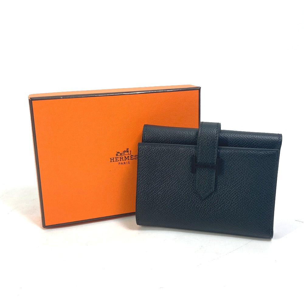 HERMES Folded wallet Epsom black So Black Bearn Combination Compact