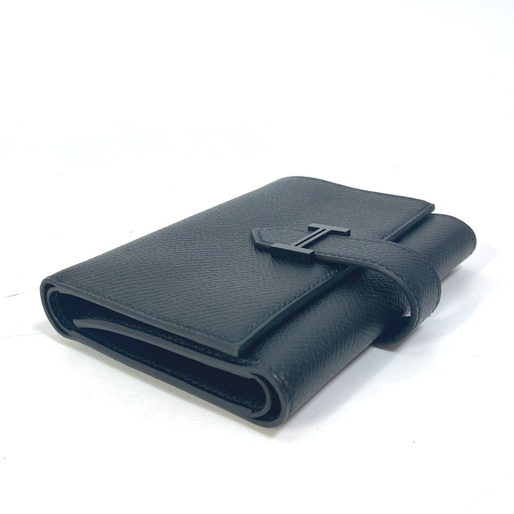 HERMES Folded wallet Epsom black So Black Bearn Combination Compact