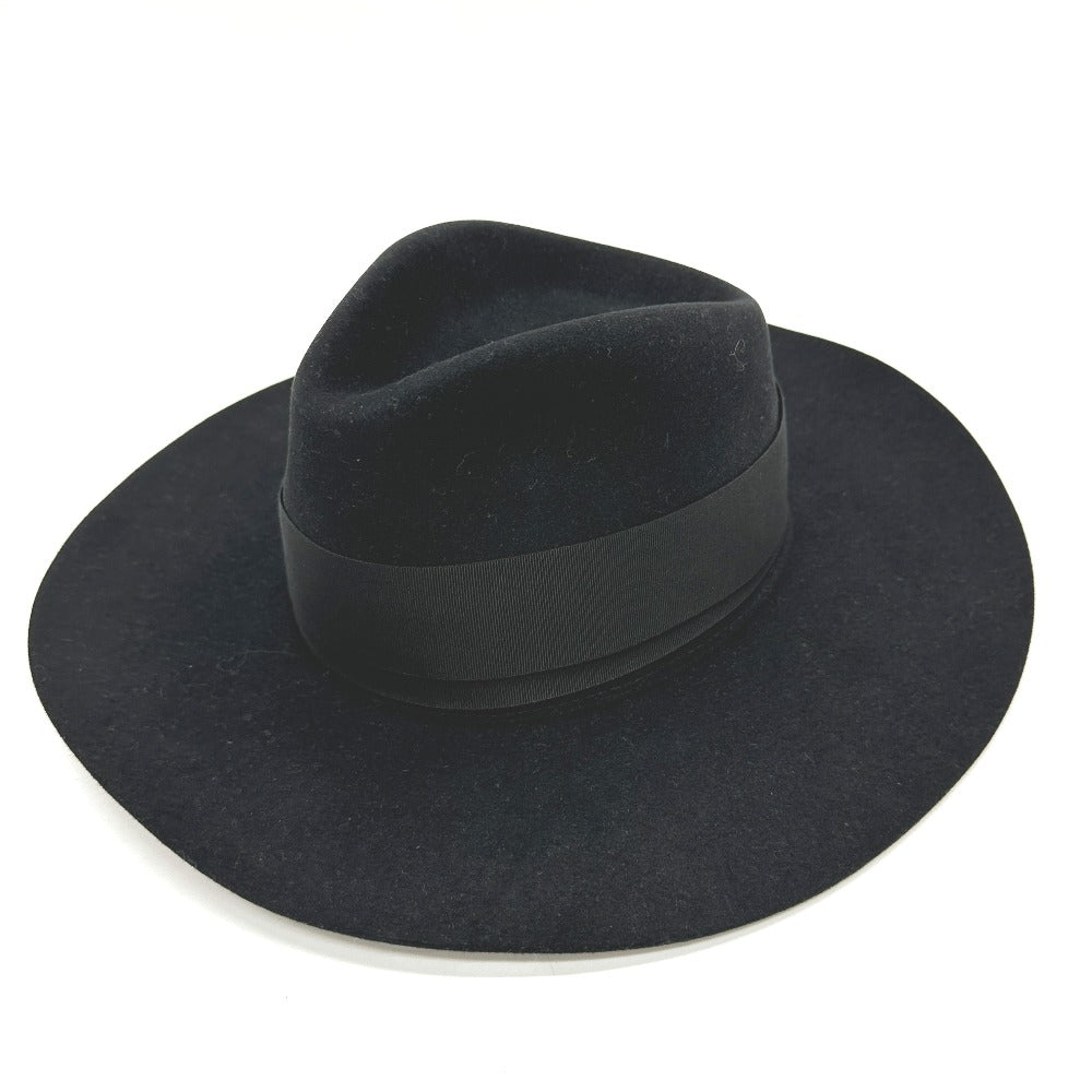 HERMES hat Felt wool black hat hat minicoo heart Women 58 Used