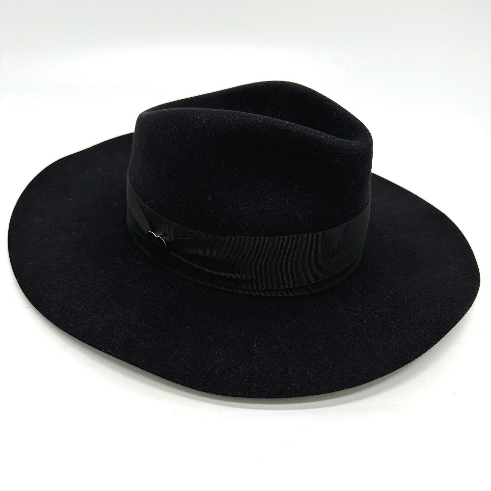 HERMES hat Felt wool black hat hat minicoo heart Women 58 Used