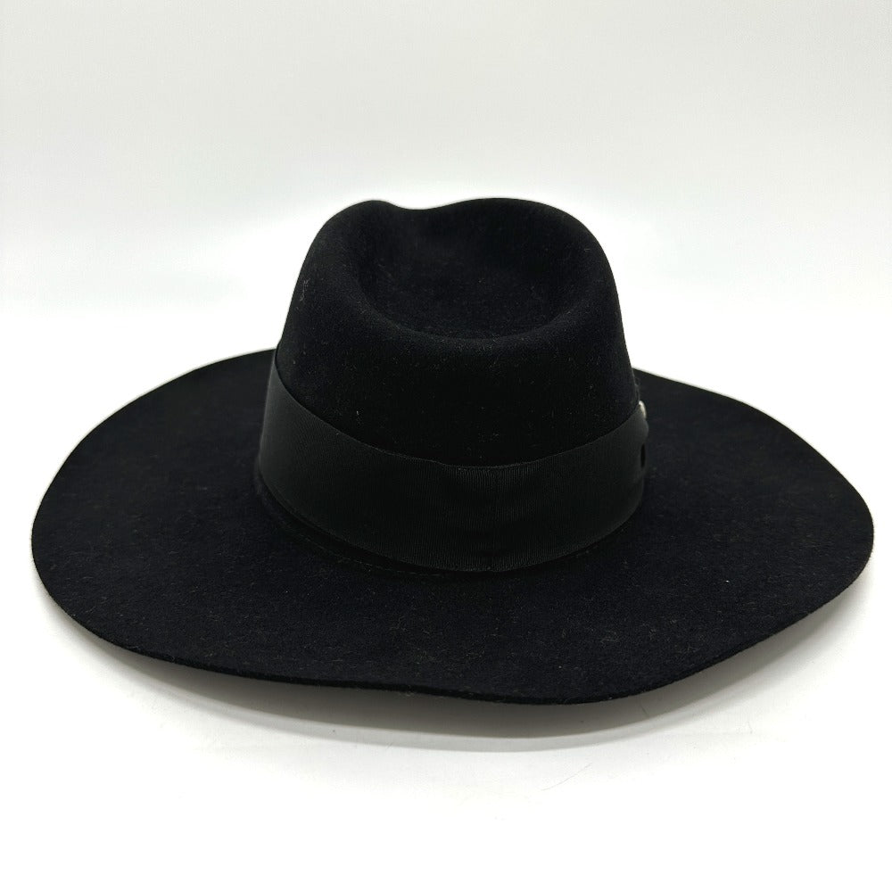 HERMES hat Felt wool black hat hat minicoo heart Women 58 Used