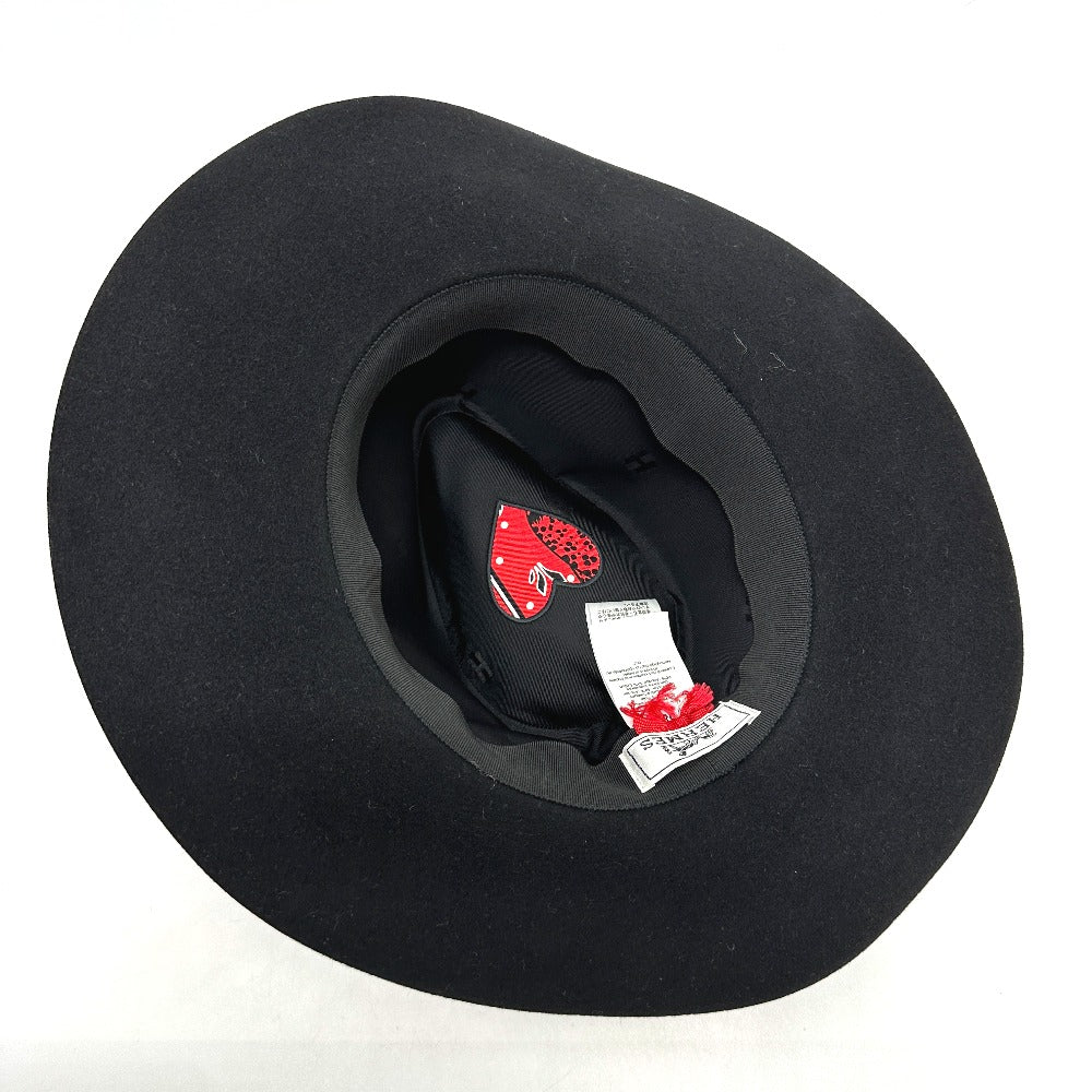 HERMES hat Felt wool black hat hat minicoo heart Women 58 Used