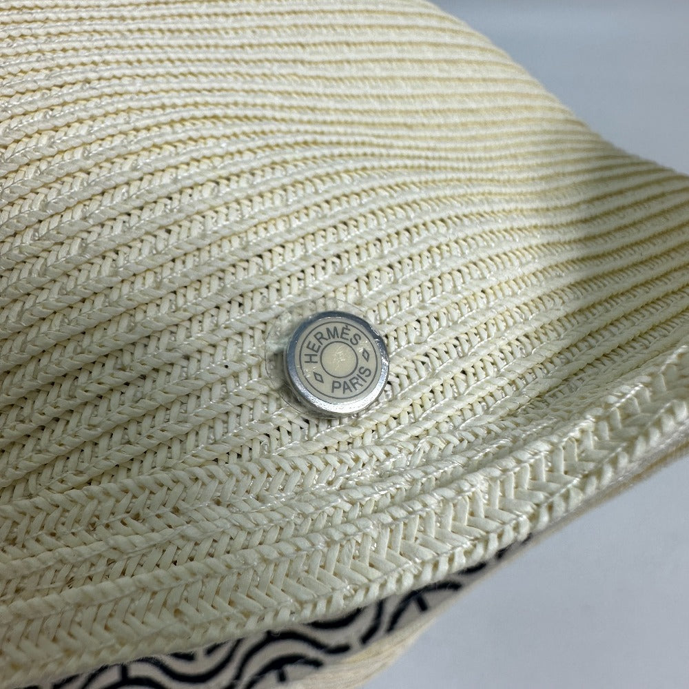 HERMES cap polyester Ivory hat cap serie emma straw cap Women 57 Used