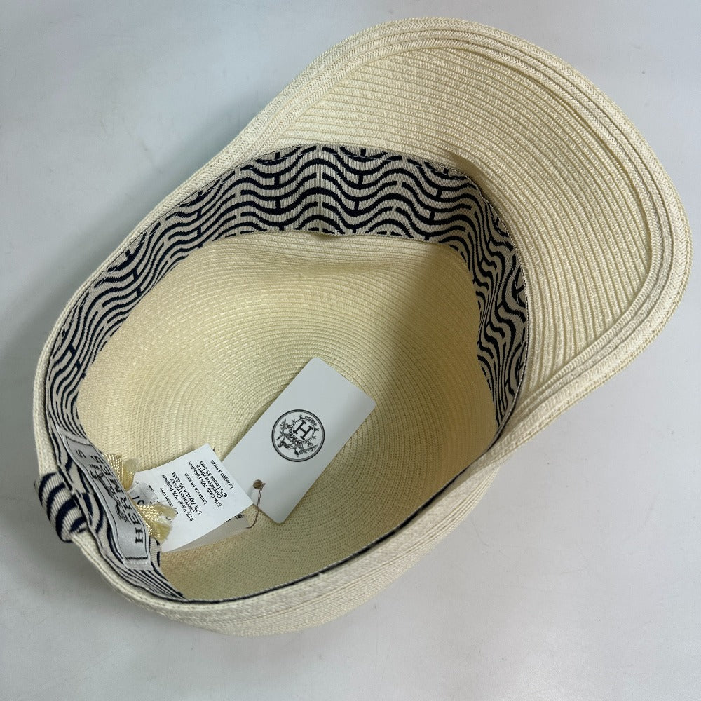 HERMES cap polyester Ivory hat cap serie emma straw cap Women 57 Used