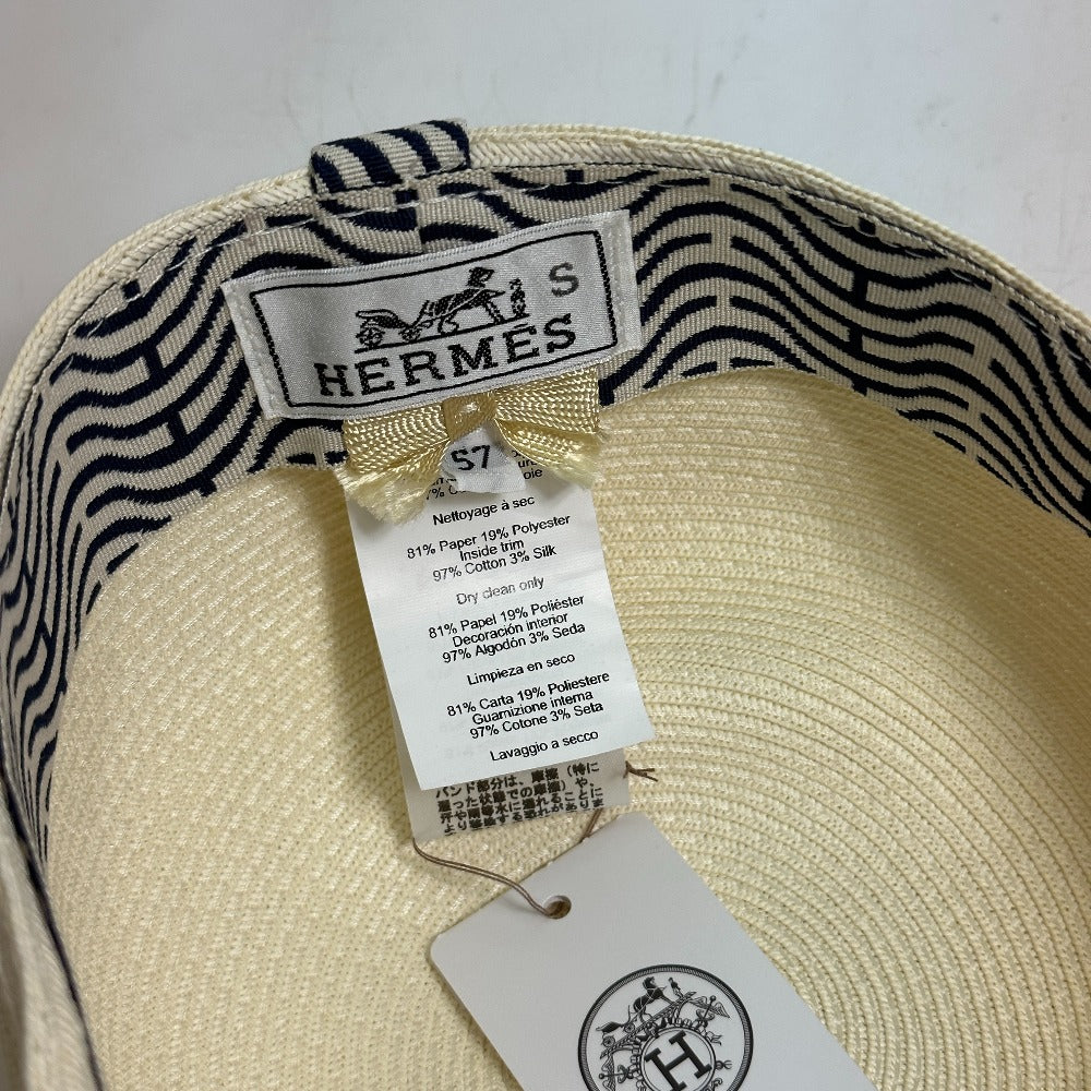 HERMES cap polyester Ivory hat cap serie emma straw cap Women 57 Used