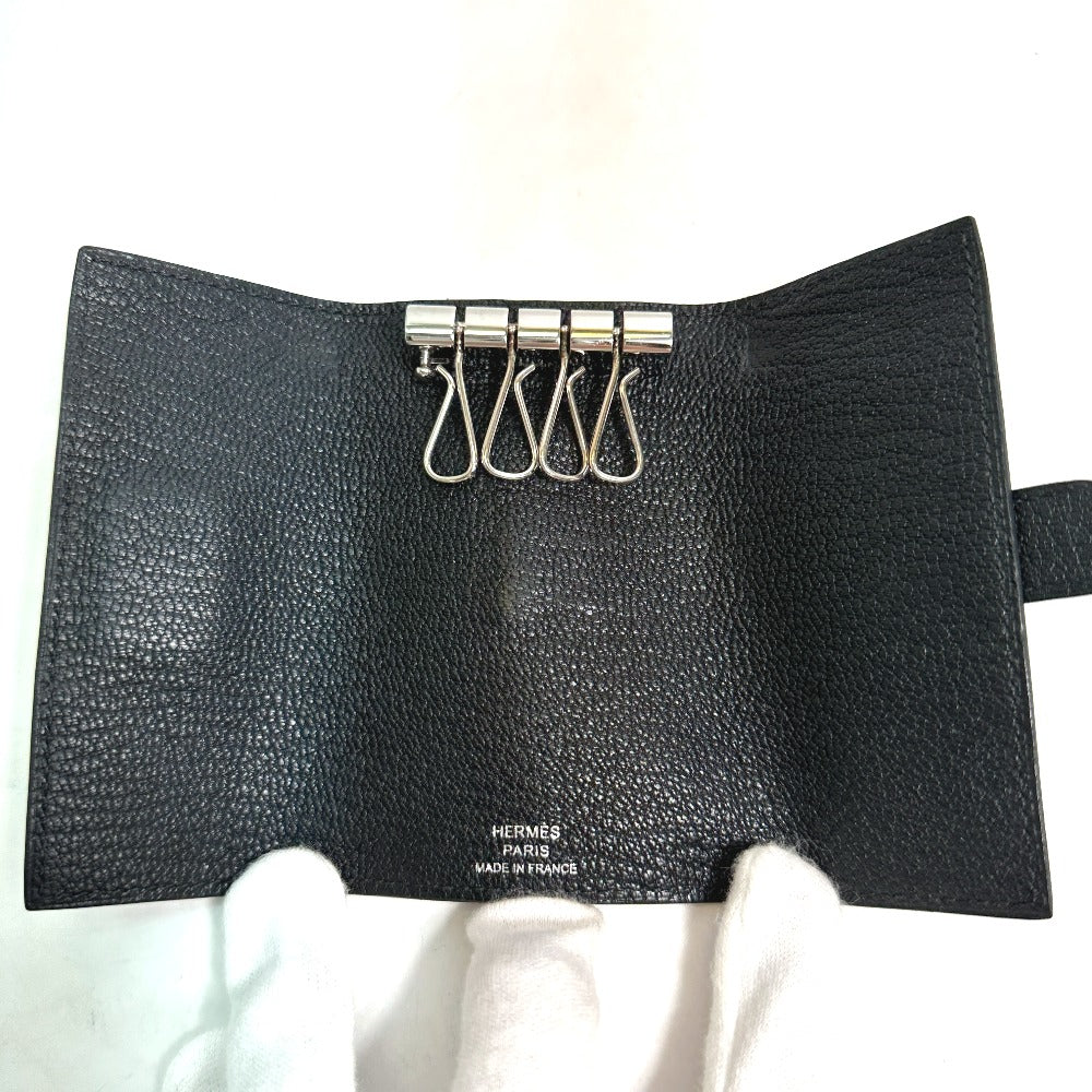 HERMES Key case Key holder  Chevre Misol black HMetal Key Bean unisex(Unisex) Used
