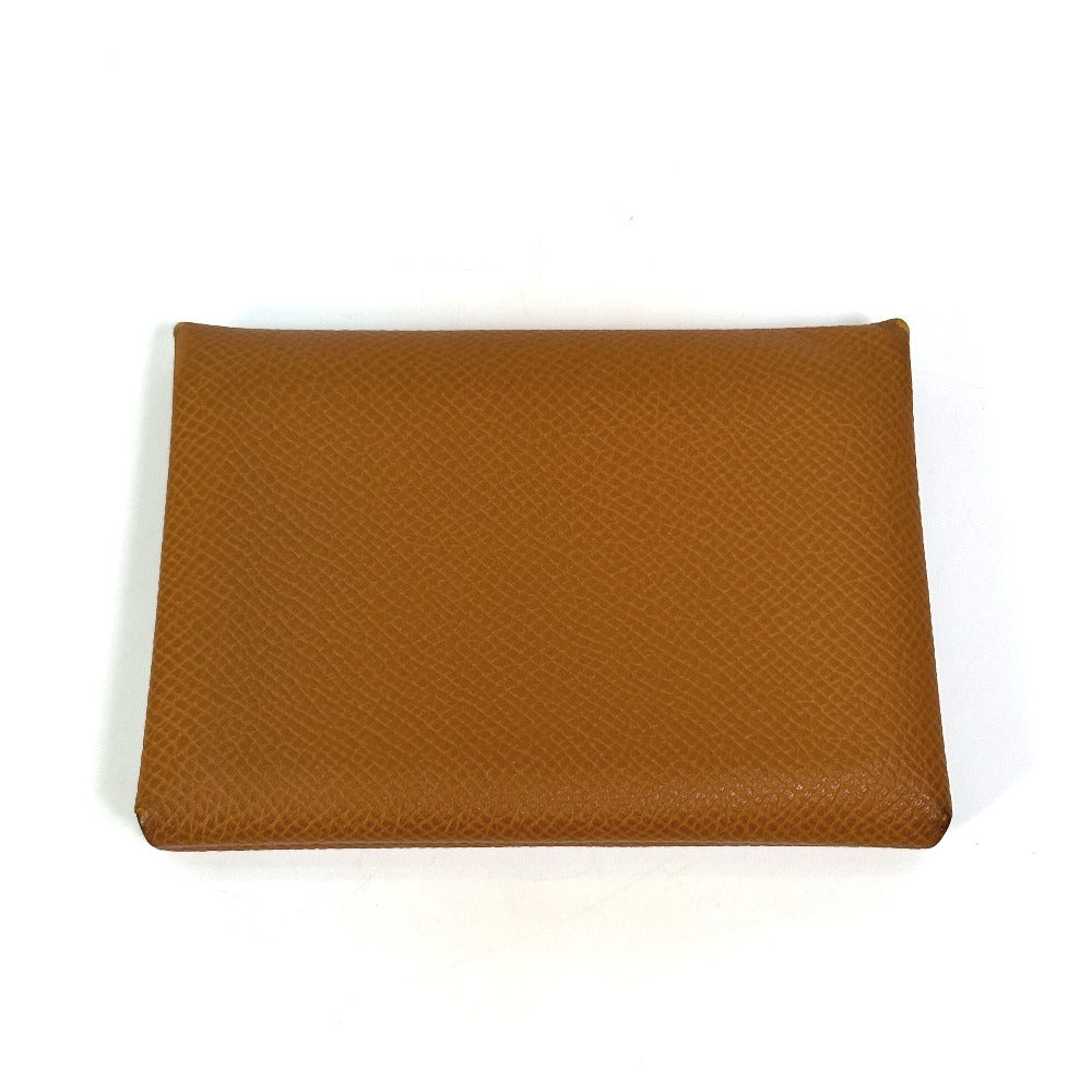 HERMES Card Case Epsom Brown Wallet Calvi duo Women Used