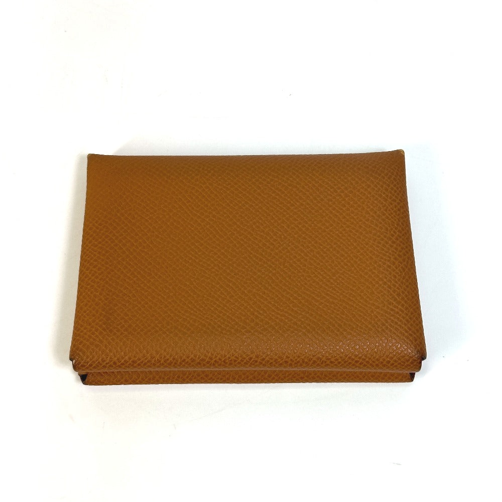 HERMES Card Case Epsom Brown Wallet Calvi duo Women Used