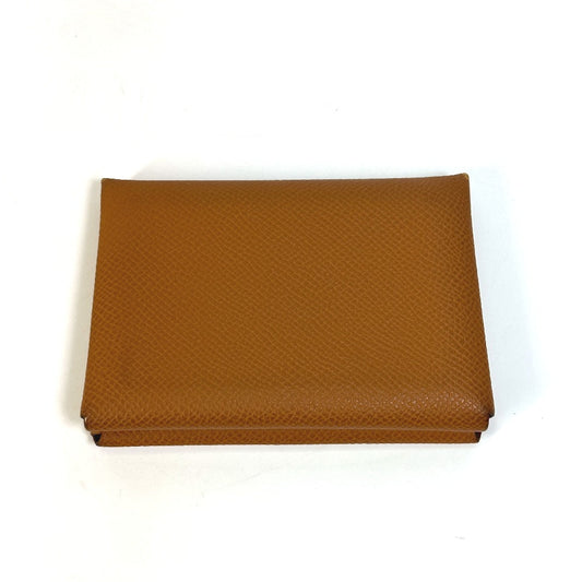 HERMES Card Case Epsom Brown Wallet Calvi duo Women Used