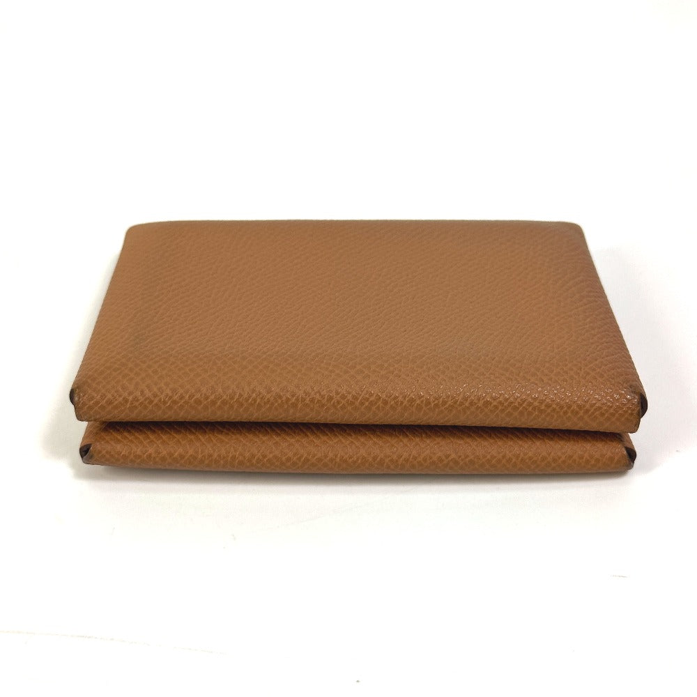 HERMES Card Case Epsom Brown Wallet Calvi duo Women Used