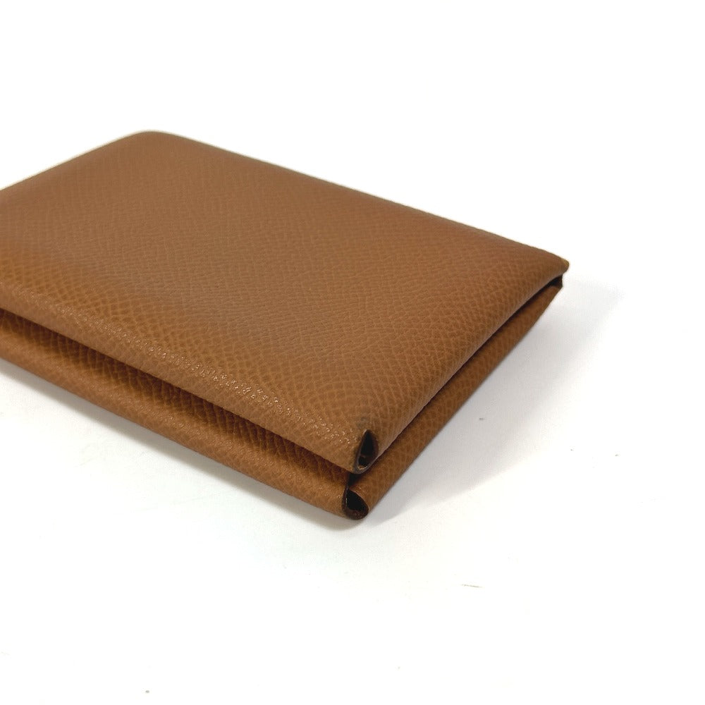 HERMES Card Case Epsom Brown Wallet Calvi duo Women Used