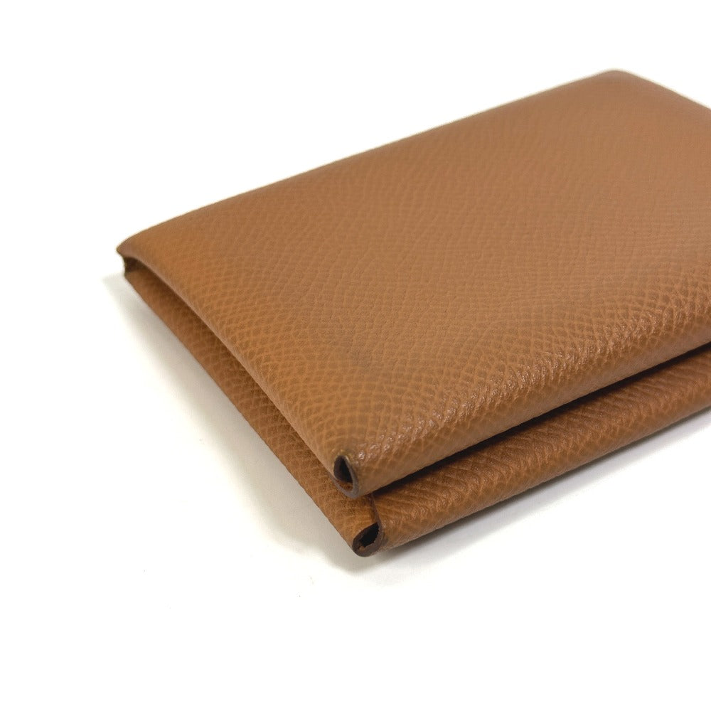 HERMES Card Case Epsom Brown Wallet Calvi duo Women Used