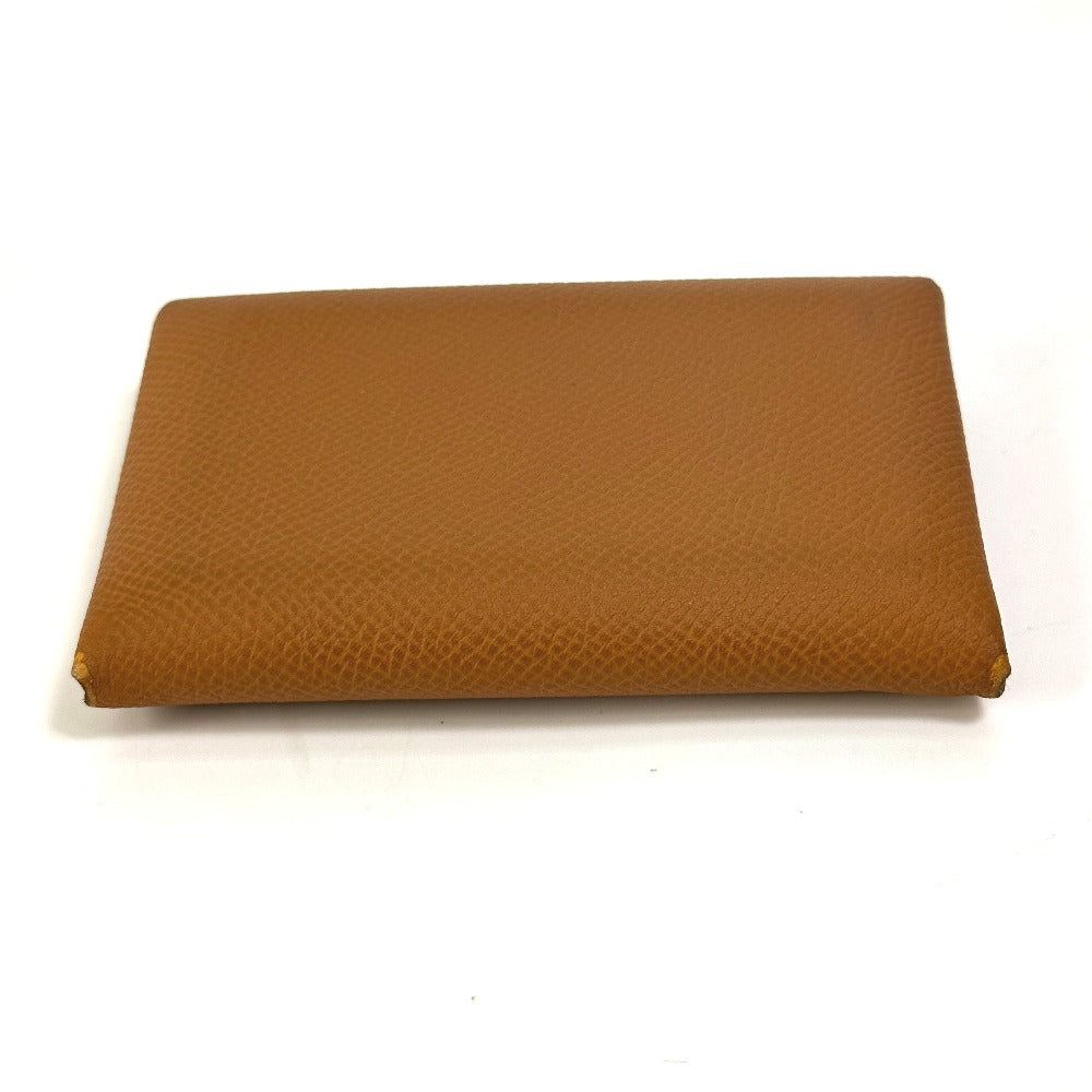 HERMES Card Case Epsom Brown Wallet Calvi duo Women Used
