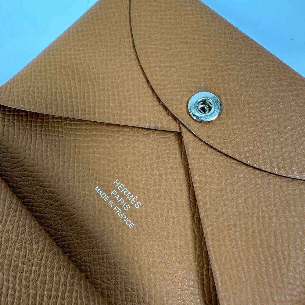 HERMES Card Case Epsom Brown Wallet Calvi duo Women Used