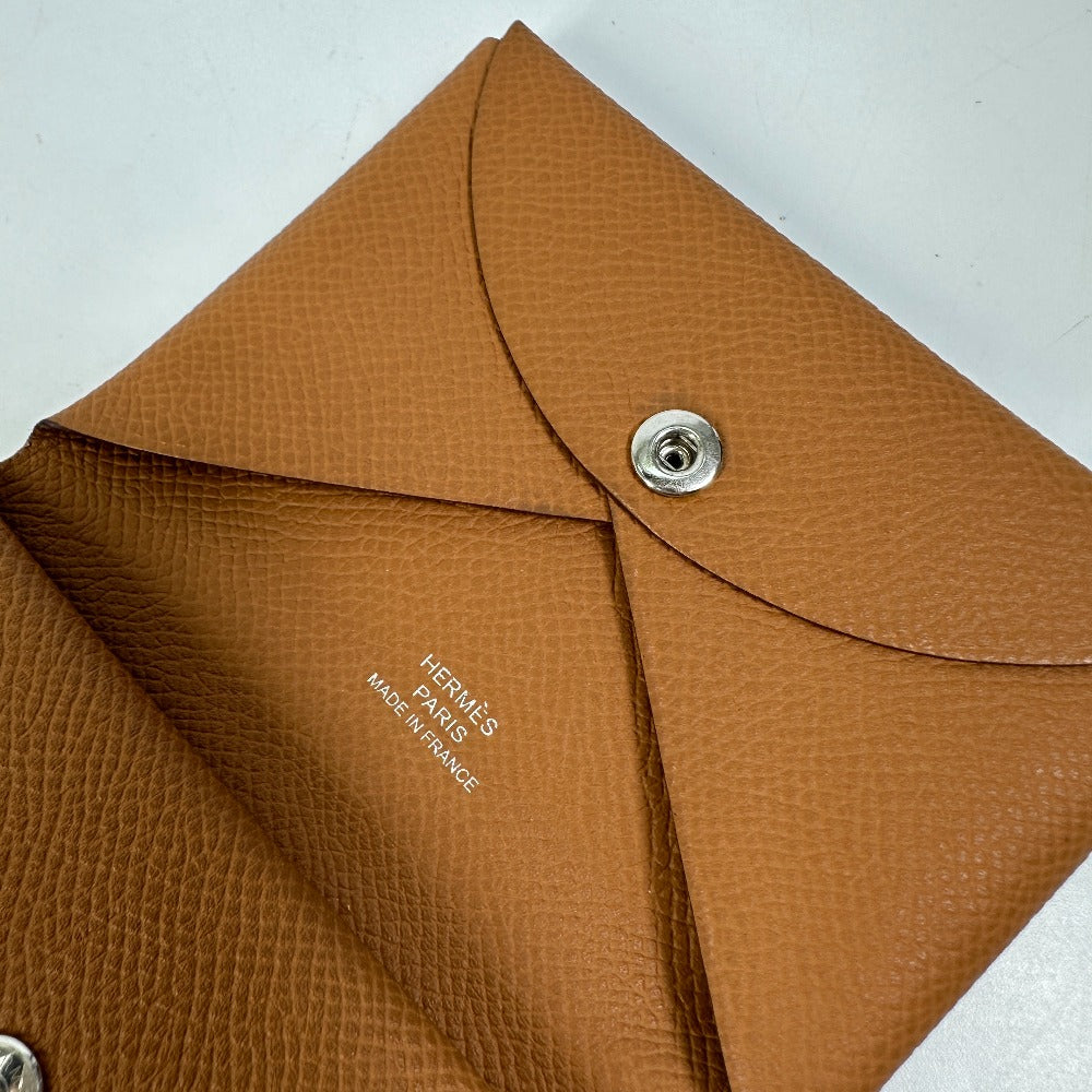 HERMES Card Case Epsom Brown Wallet Calvi duo Women Used