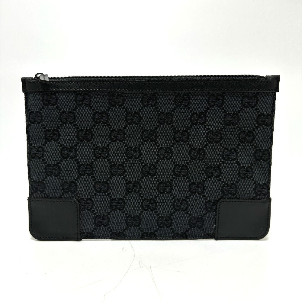 GUCCI Pouch 150415 GG canvas black GG flat Women Used