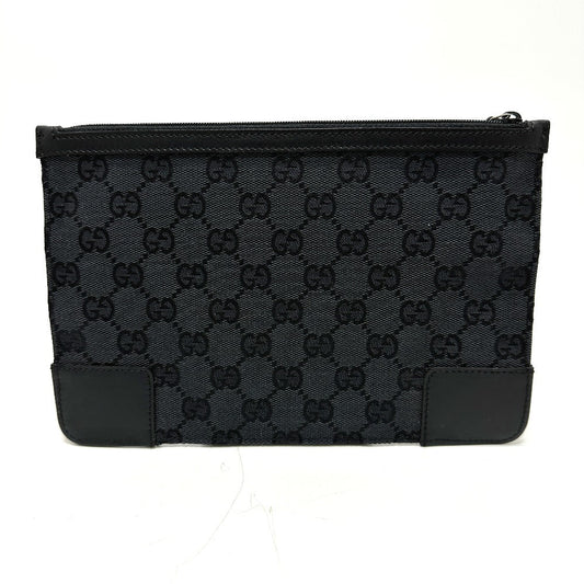 GUCCI Pouch 150415 GG canvas black GG flat Women Used